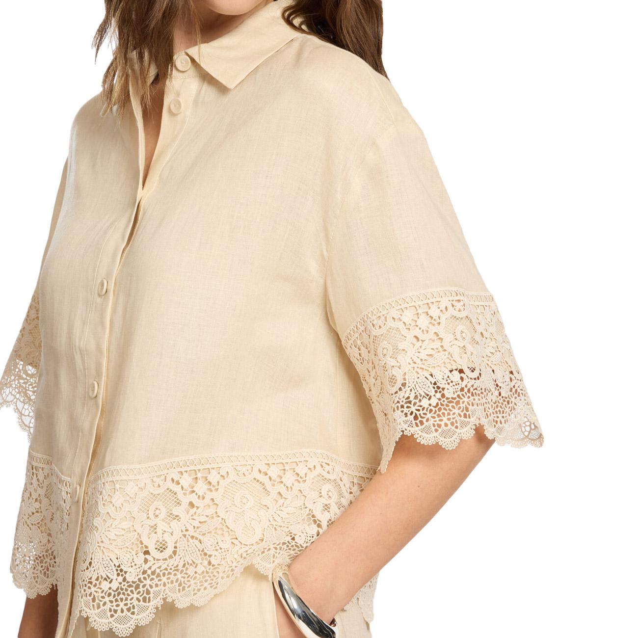 Camicia In Lino Con Pizzo 5188P000271N 02 SABBIA ELENA MIRO' 