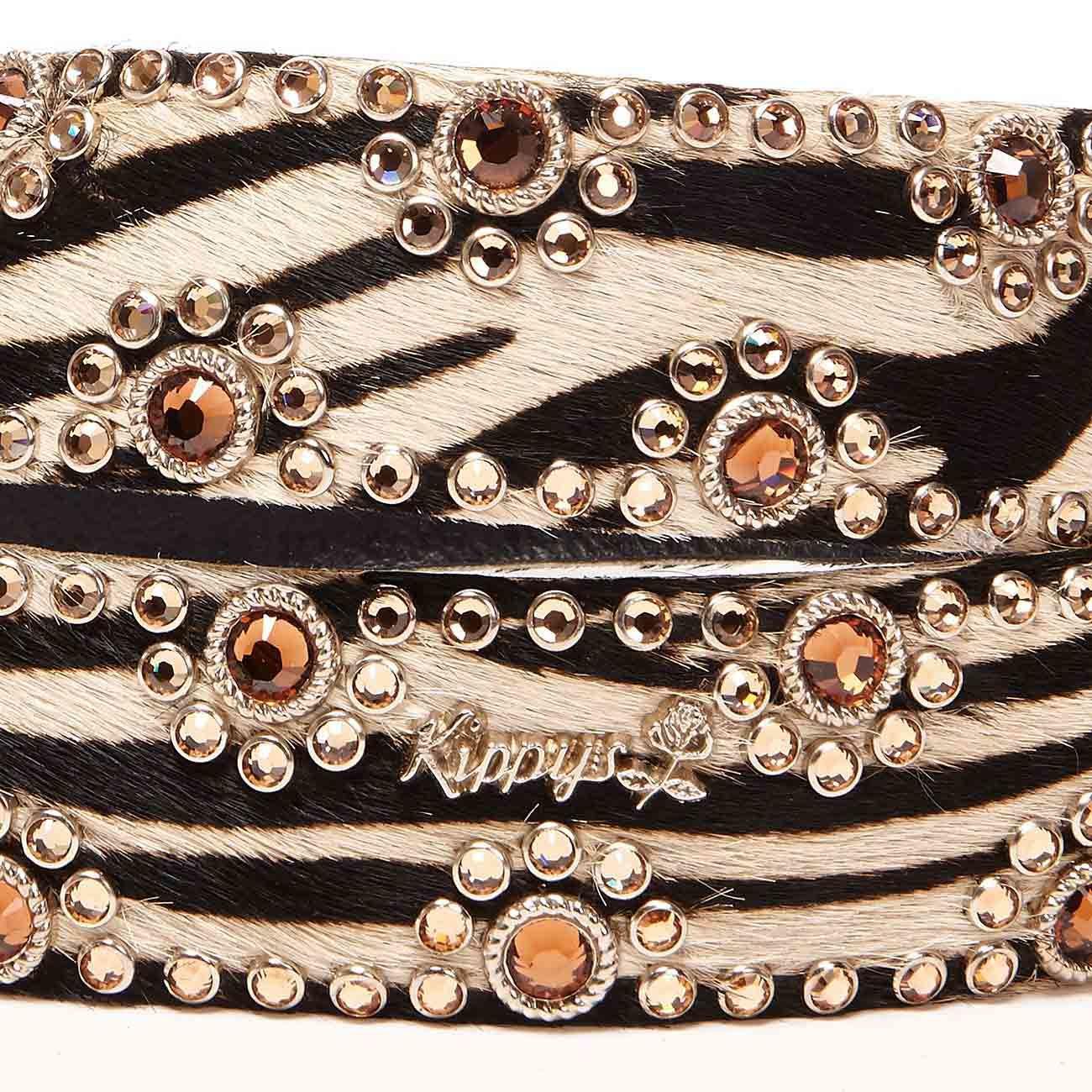 Cintura Alta Cavallino Zebrata Swarovsky Fibbia Decorata Donna Nero Bianco Arancio SWAZEBRAFDEC NERO.BIANCO.ARANCIO KIPPYS 
