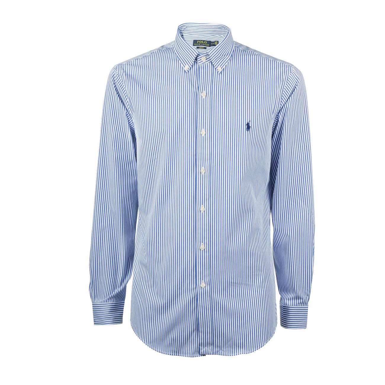 CAMICIA U. ML POPELINE SLIM FIT BACCHETTA RALPH LAUREN 710859881 001 LIGHTBLUE/WHITE POLO RALPH LAUREN 