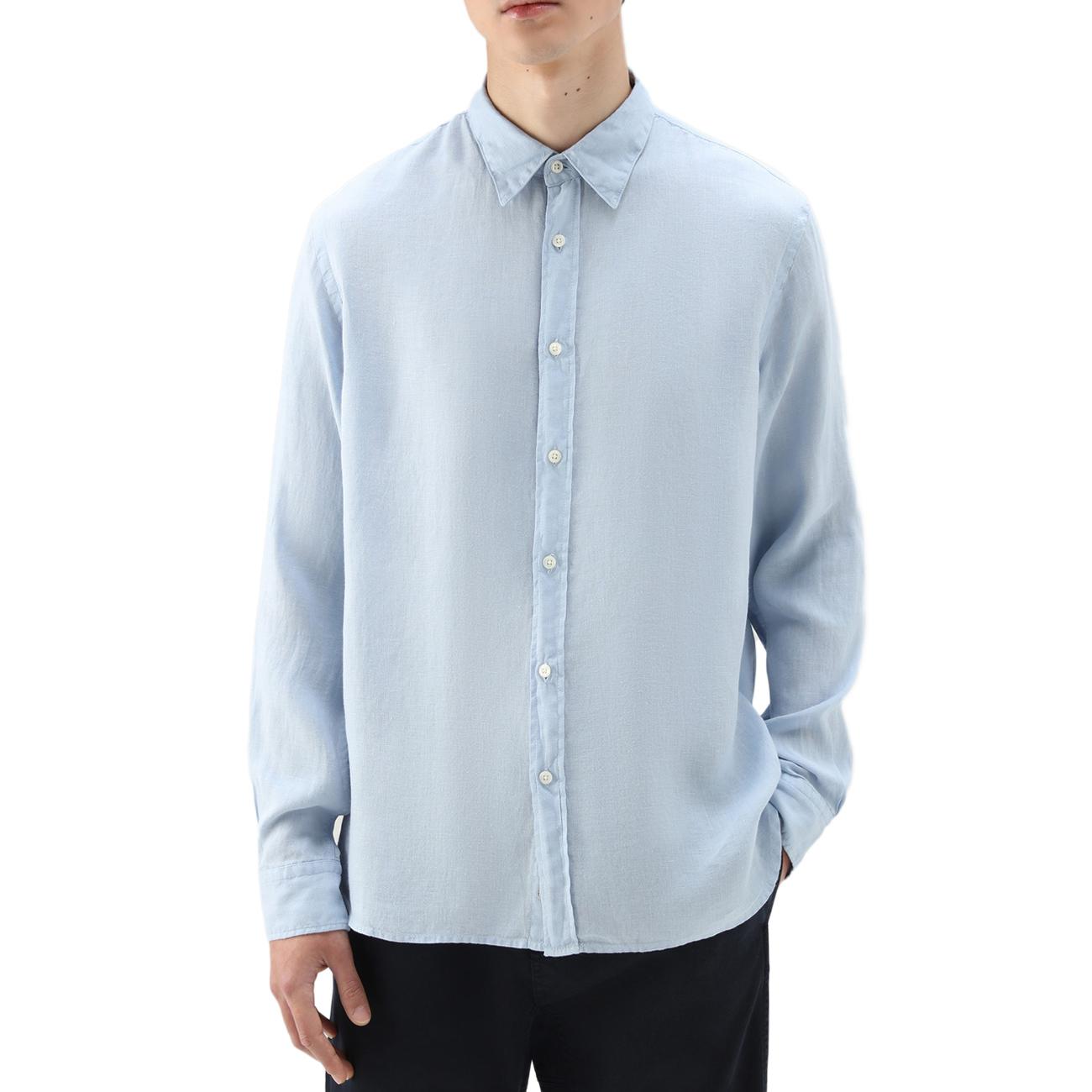 Camicia Di Lino Uomo Pale Indigo CFWOSI0113MRUT3372 30052 PALE INDIGO WOOLRICH 