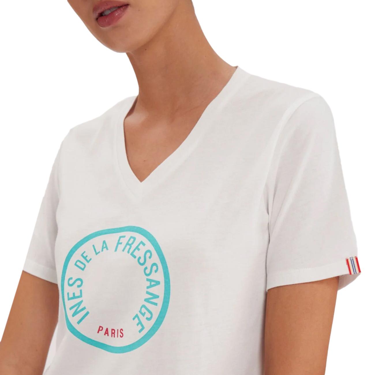 T-Shirt Pia Donna Ecru Turquoise 12Y038CO222 F032 ECRU TURQUOISE INES DE LA FRESSANGE 