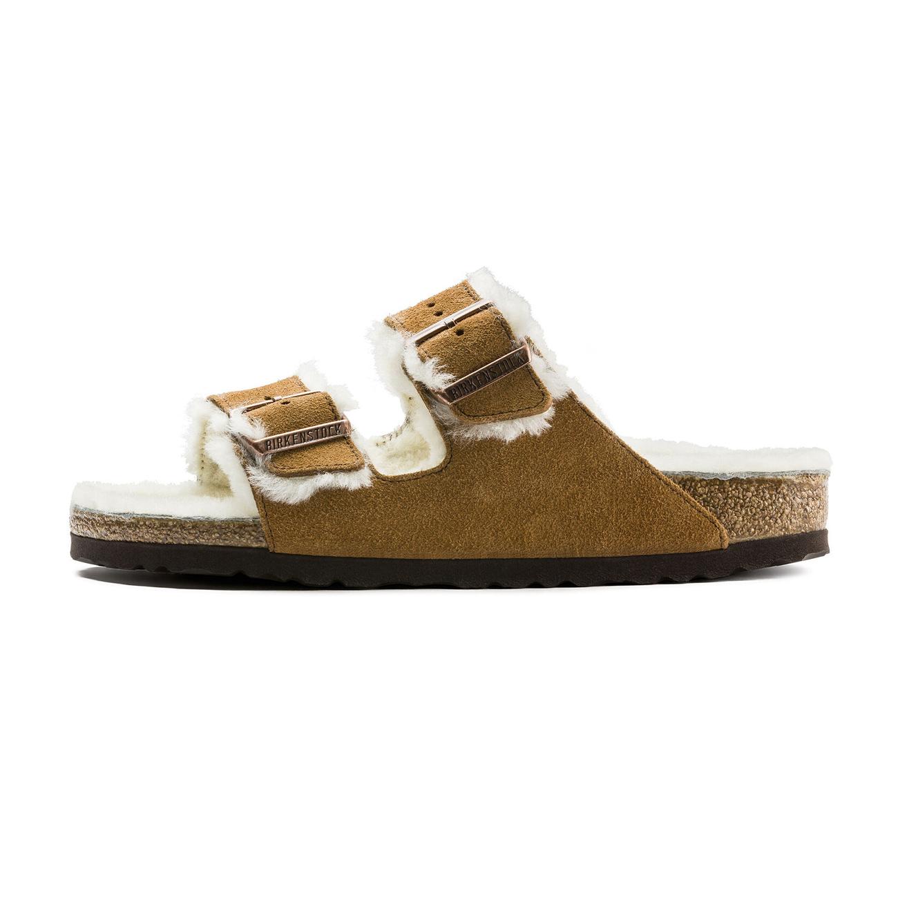 Sandali Arizona In Pelle Scamosciata Con Shearling 1001135 MINK BIRKENSTOCK 