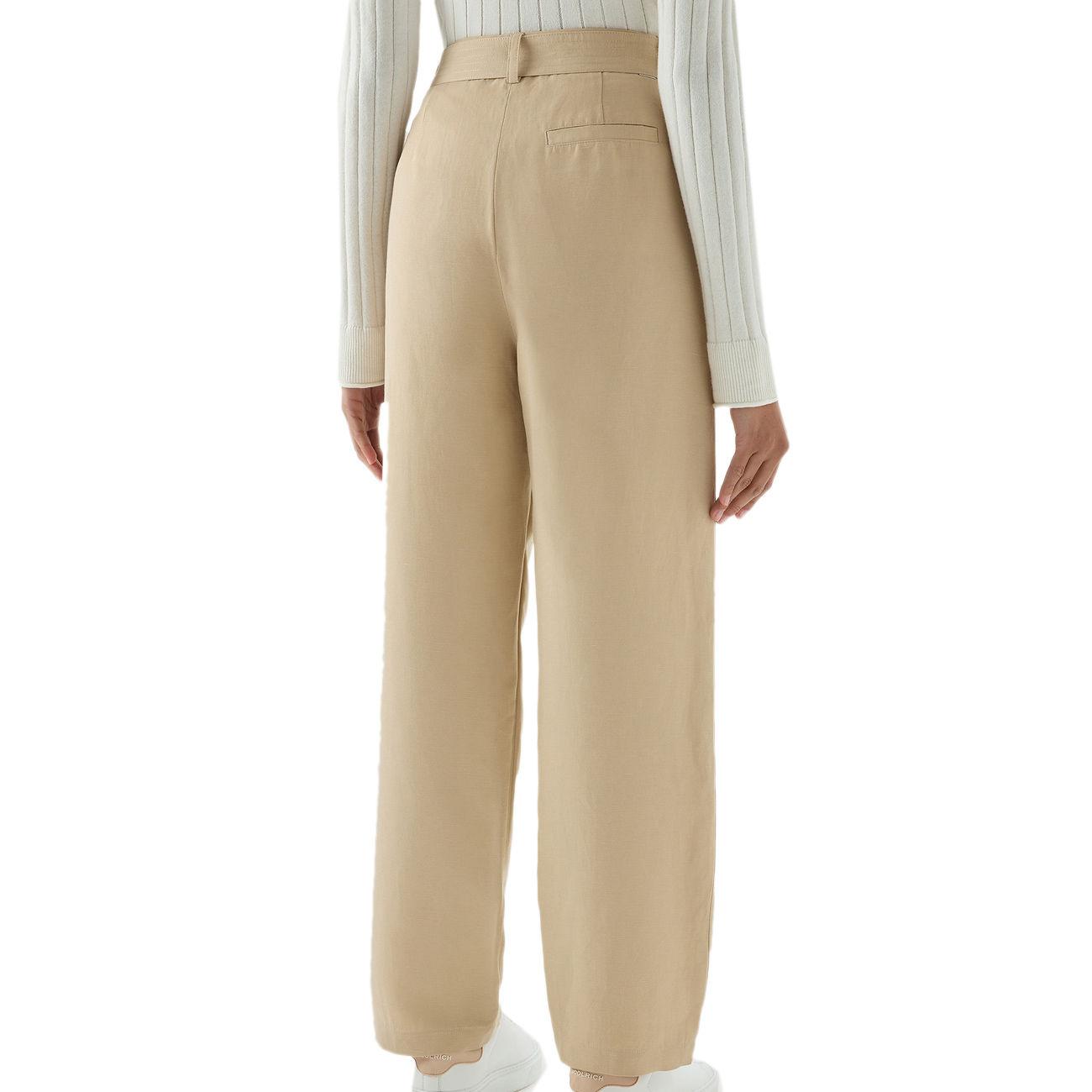 PANTALONE D. IN MISTO VISCOSA E LINO C/CINTURA IN TESSUTO WOOLRICH CFWWTR0151FRUT3043 8925/FEATHER BEIGE WOOLRICH 