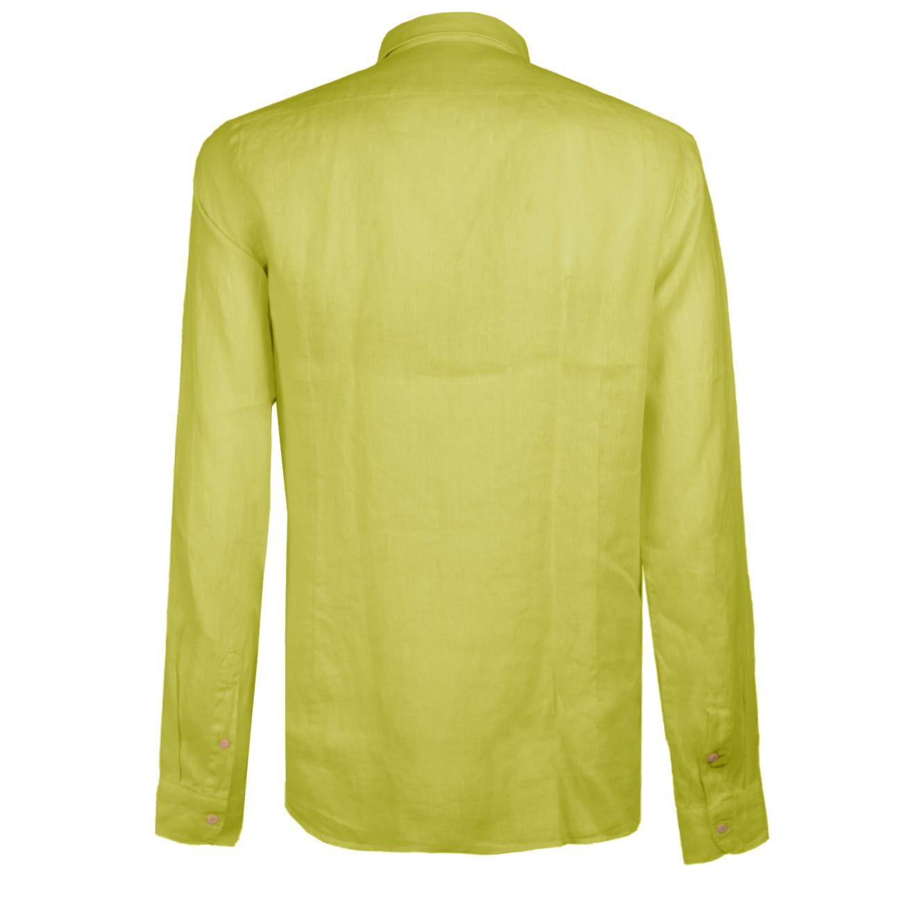 Camicia In Lino Collo Francese Uomo Giallo Lime Q66TNW UT9/GIALLO LIME TINTORIA MATTEI 954 