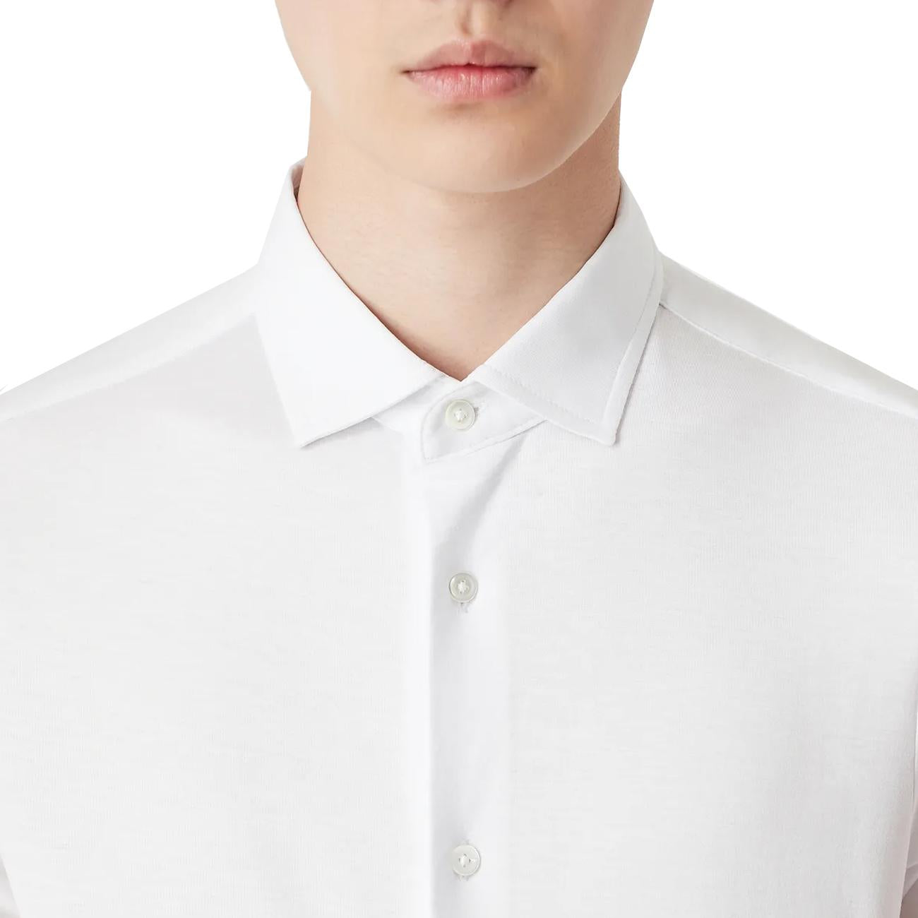 CAMICIA U. JERSEY M/L EA 8N1CG11JUVZ 0100 BIANCO OTTICO EMPORIO ARMANI 