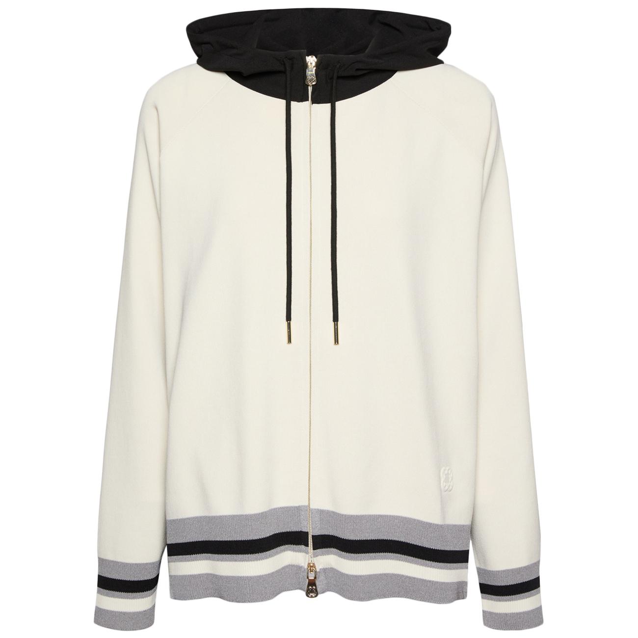 ELENA MIRO' Cardigan Misto Viscosa Con Cappuccio E Zip M547Z000688N 0B1 JUTA/NERO/GRIGIIO 