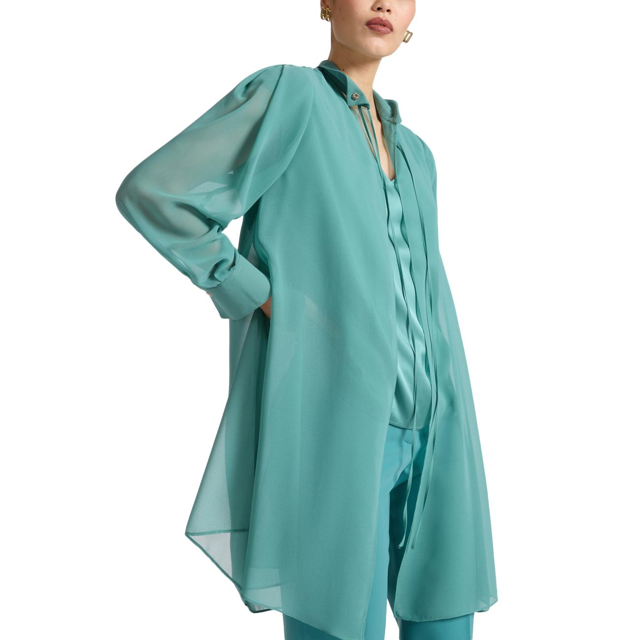 Camicia Lunga In Georgette 5022Z000027N B5 GREEN WATER ELENA MIRO' 