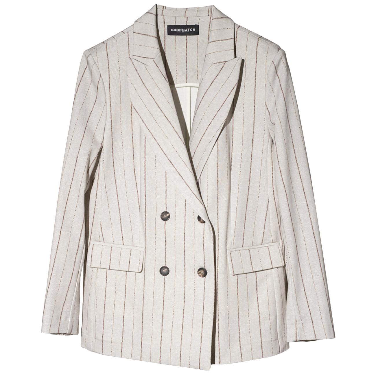 Blazer Doppiopetto Gessato AB5130 G07 BEIGE PINSTRIPE GOODMATCH 