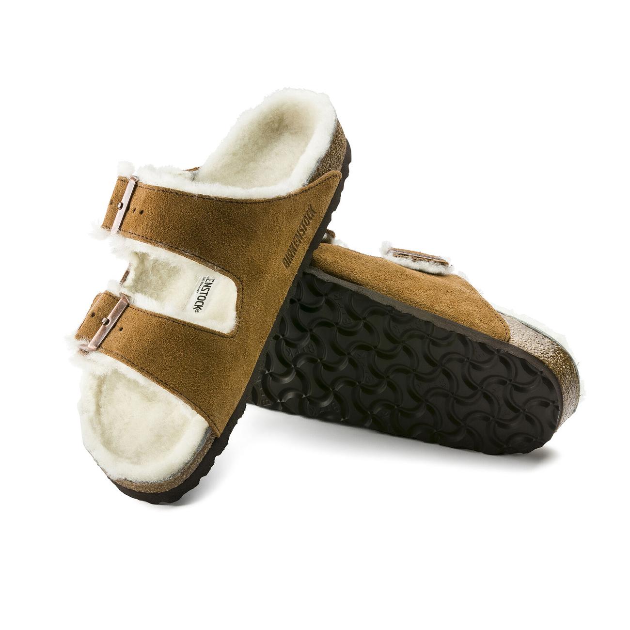 Sandali Arizona In Pelle Scamosciata Con Shearling 1001135 MINK BIRKENSTOCK 