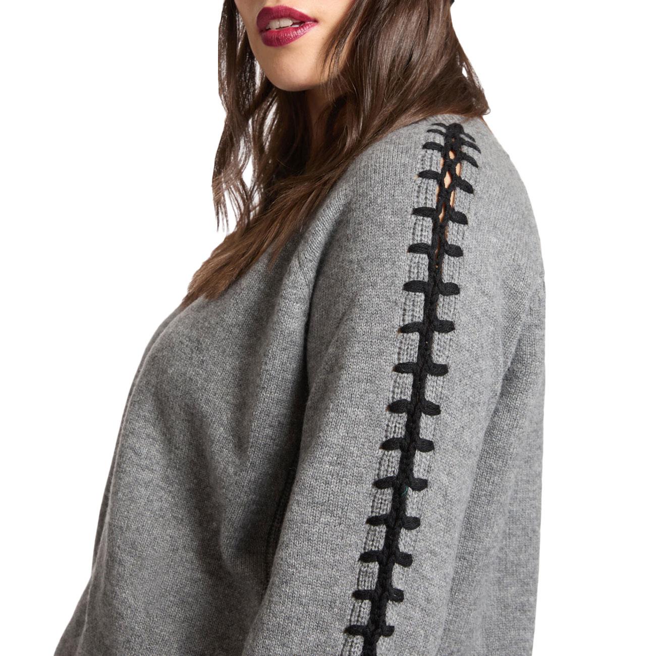 Maglia In Pura Lana Con Ricamo M434Z000562N 013 MEDIUM GREY ELENA MIRO' 