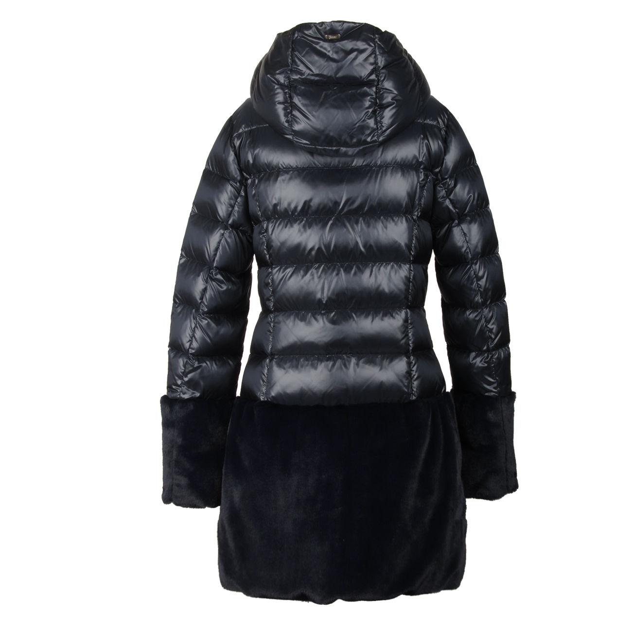 CAPPOTTO PIUMA C/CAPP.NYL+BORDO ECOPELLICCIA HERNO PI0074G12017 9200 BLU NAVY HERNO 