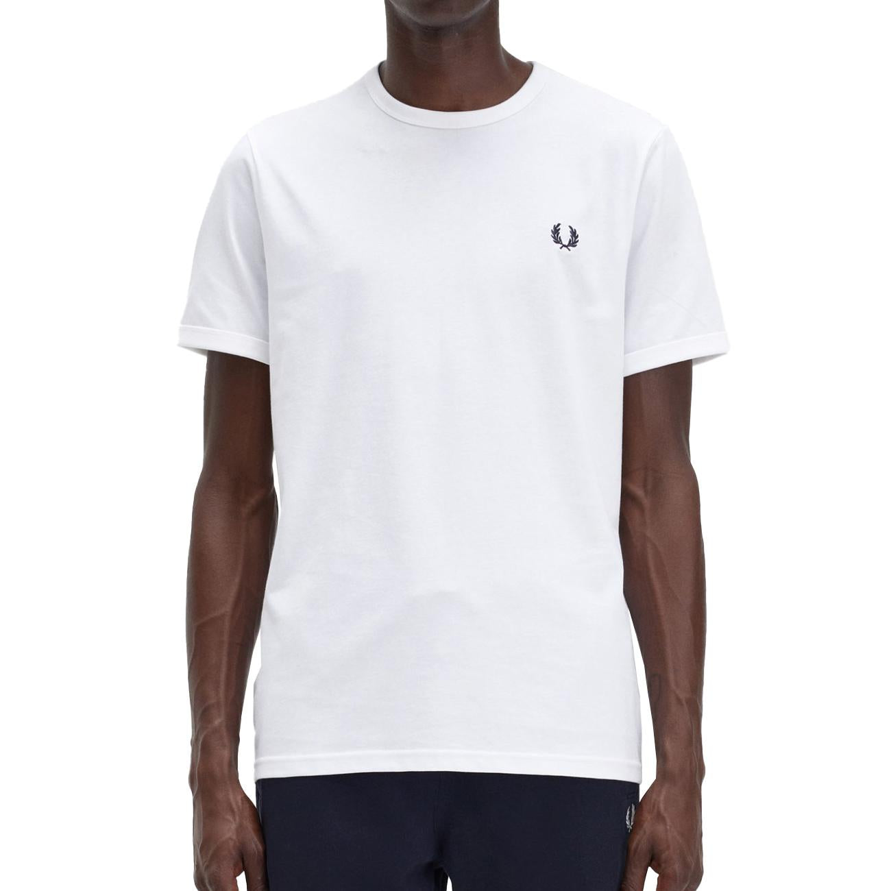T.SHIRT U. RINGER JERSEY DI COTONE RIF. BORDI COSTE FP M3519 100 BIANCO FRED PERRY 
