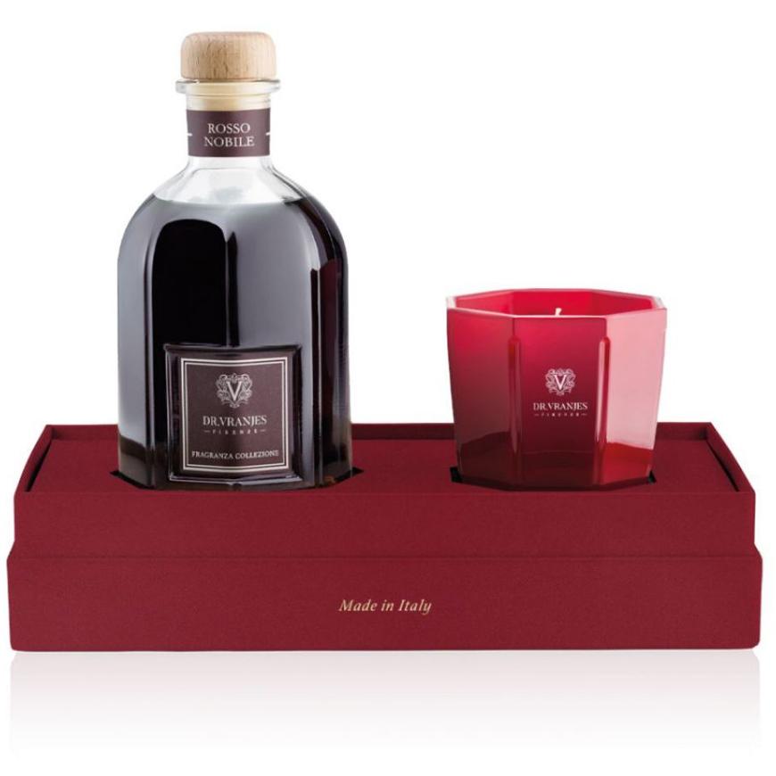 Gift Box Fragranza Rosso Nobile 250 Ml Con Candela FRV22/M16 NATURAL DR. VRANJES FIRENZE 