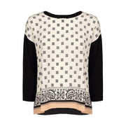 MAX MARA WEEKEND Maglia Clown In Viscosa Con Inserto In Seta Fantasia Donna Nero Beige MM/CLOWN 002NERO/BEIGE 