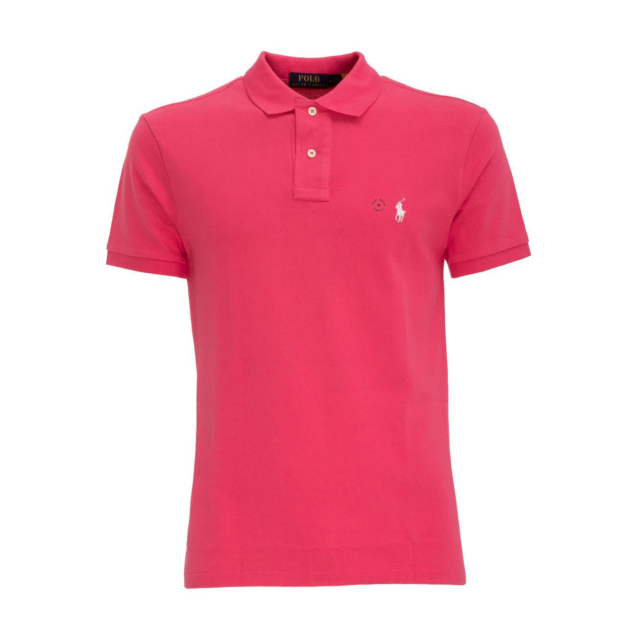 Polo Slim 2 Bottoni In Cotone Piquet Uomo Pink 710795080 012 PINK POLO RALPH LAUREN 