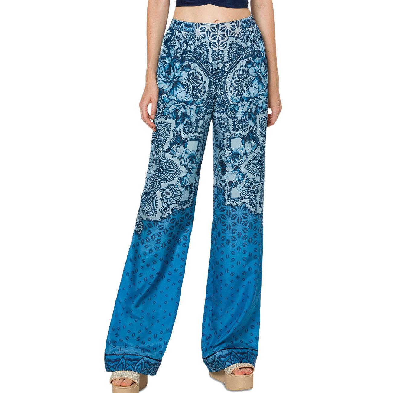 Pantalone Seta Habotai A032816431298 BLU ALBERTA FERRETTI 