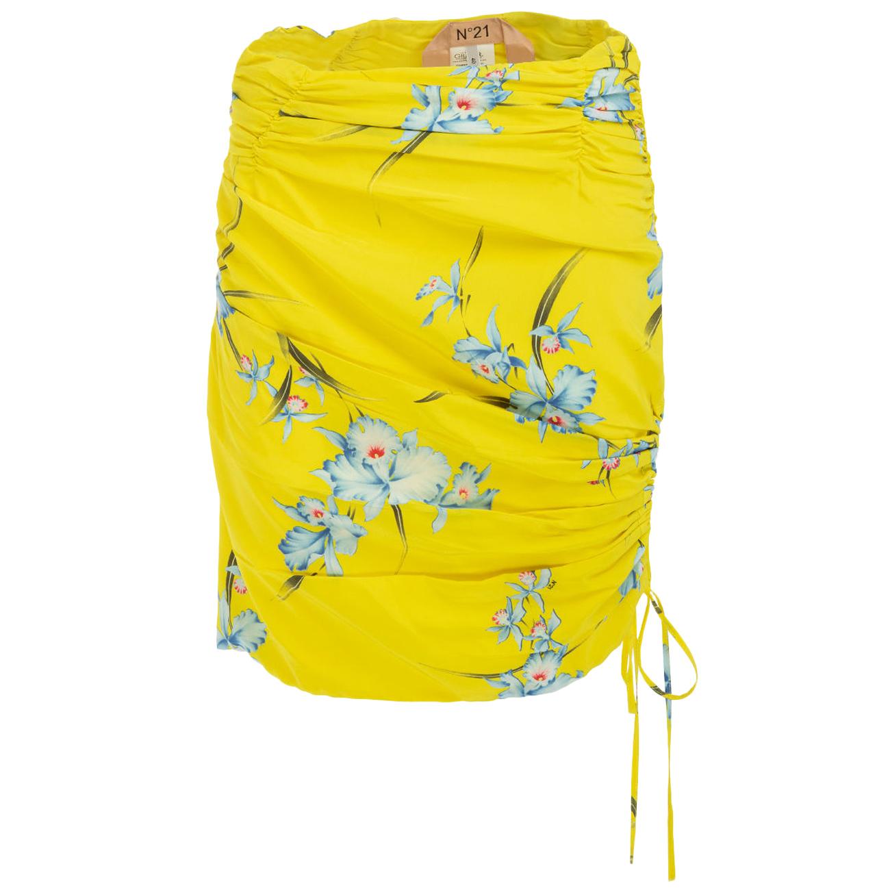 N°21 Gonna Floreale In Seta Donna Giallo N21/C112/5501 S3X1GIALLO 