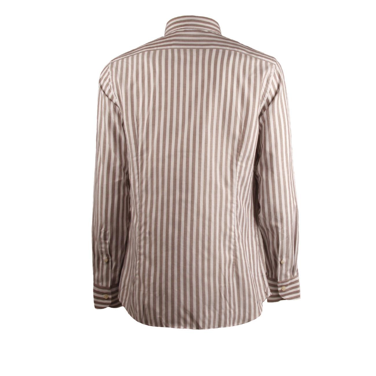Camicia Rigata Uomo Bianco Marrone QI0FUR RR1/B.CO/MARRONE GUGLIELMINOTTI 