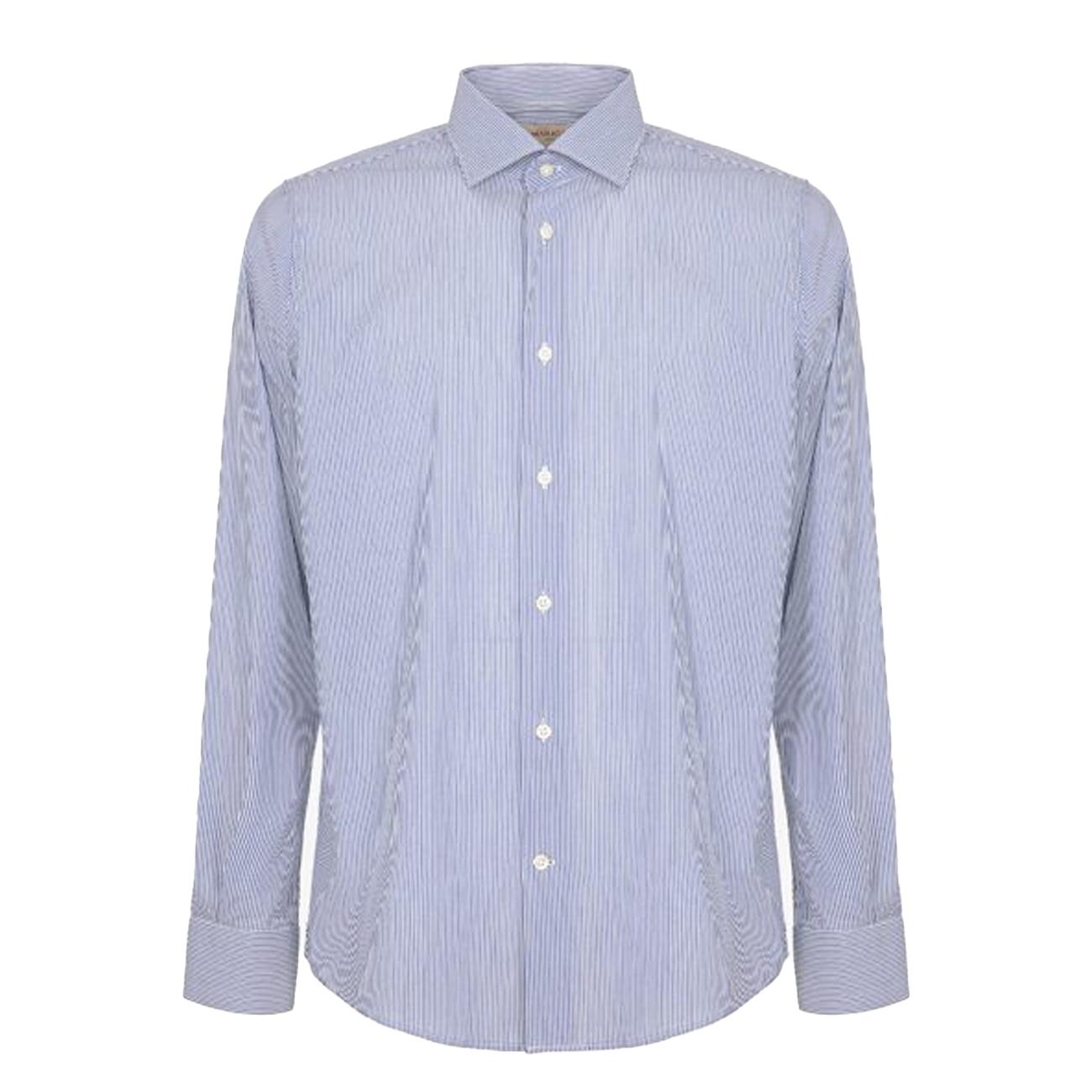 Camicia Rigata Con Collo Italiano Uomo Blu MK893013 BLUE MARKUP 