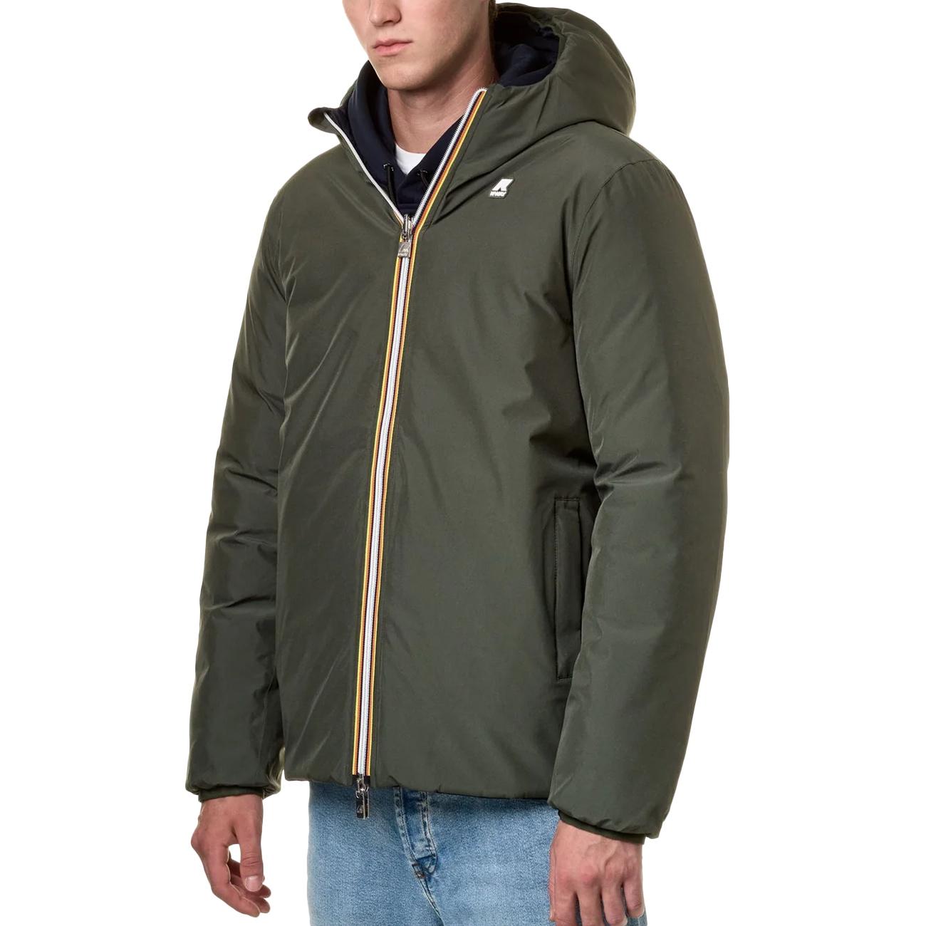 Giubbotto Corto Jack Eco Stretch Thermo Reversibile Uomo Verde Blu Navy K4121NW AF0 VERDE/BLU NAVY K-WAY 