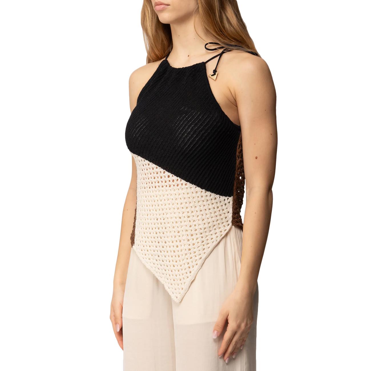 Top Asimmetrico In Maglia CNKD13073 NERO AKEP 