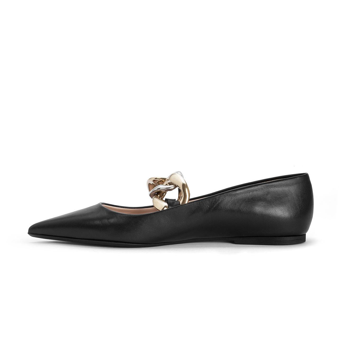 N°21 Ballerina Con Catena In Pelle Donna Nero N21/22ECPXNV13074 X001BLACK 