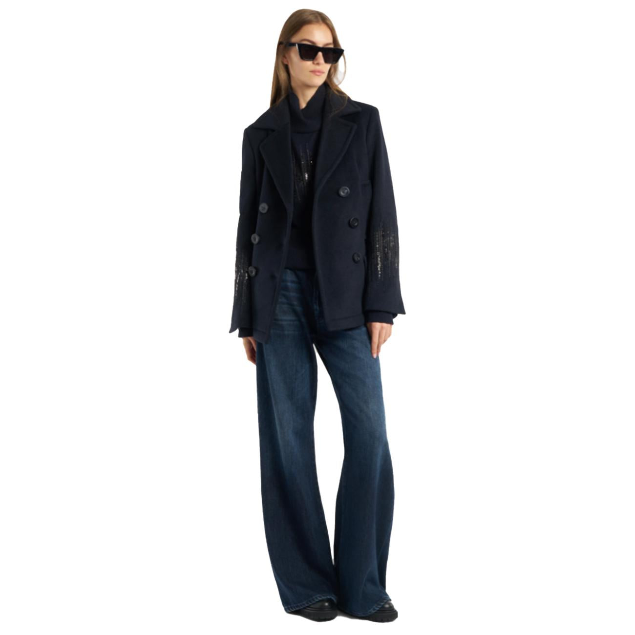 Jeans Amber A Gamba Larga In Denim Rigido DP619-DF0310D-LI9-DD-W25 800 DENIM DONDUP 