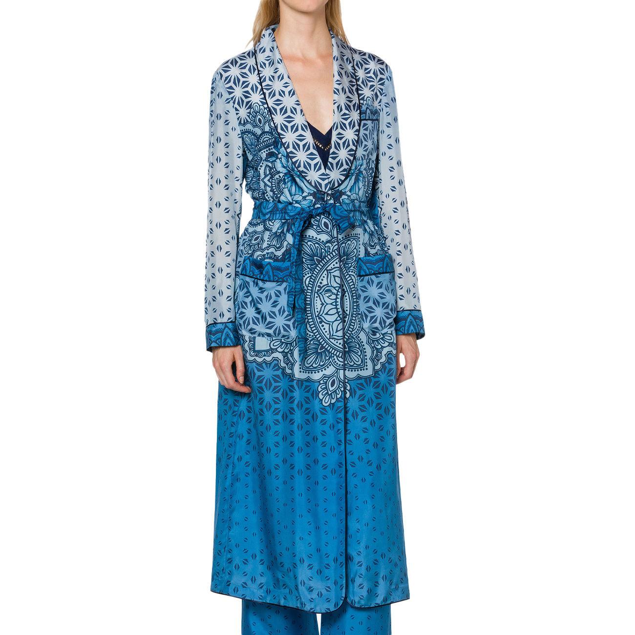 Spolverino Lungo Seta Habotai A061216431298 BLU ALBERTA FERRETTI 