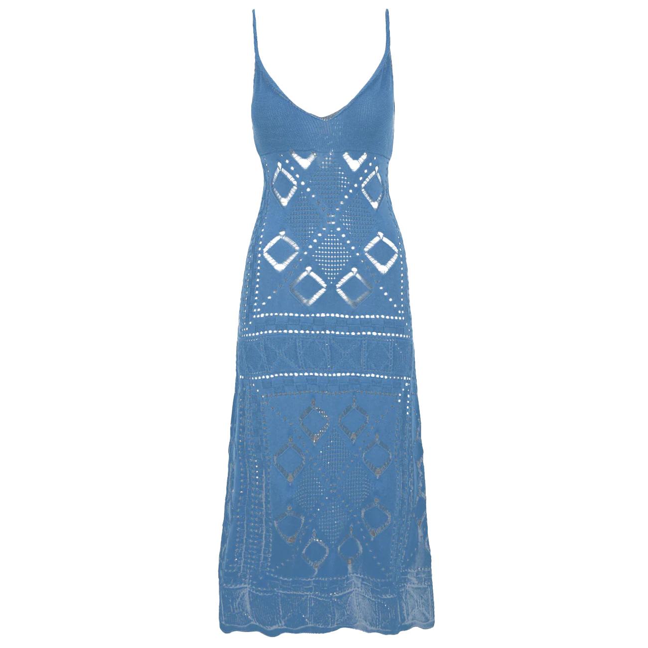 Abito Punto Pizzo Scollo Impero VSKD01036 TURCHESE AKEP 