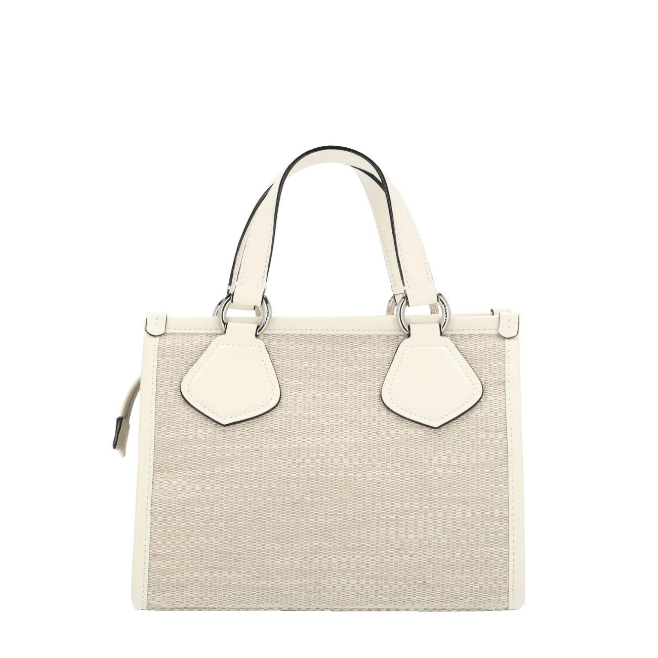BORSA D. SUMMER TOTE S CABAS ETE TESS+PROF IN PELLE LANCEL A12006 5Z NATUR/BLANC LANCEL 