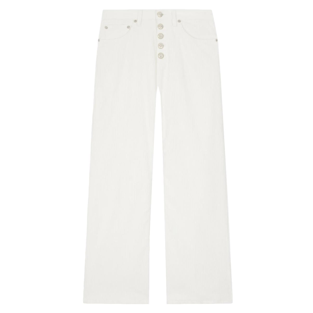 Pantalone Jacklyn Bottone Gioiello In Velluto A Costa DP427B-VS0031D-XXX-DD-W25 017 panna DONDUP 