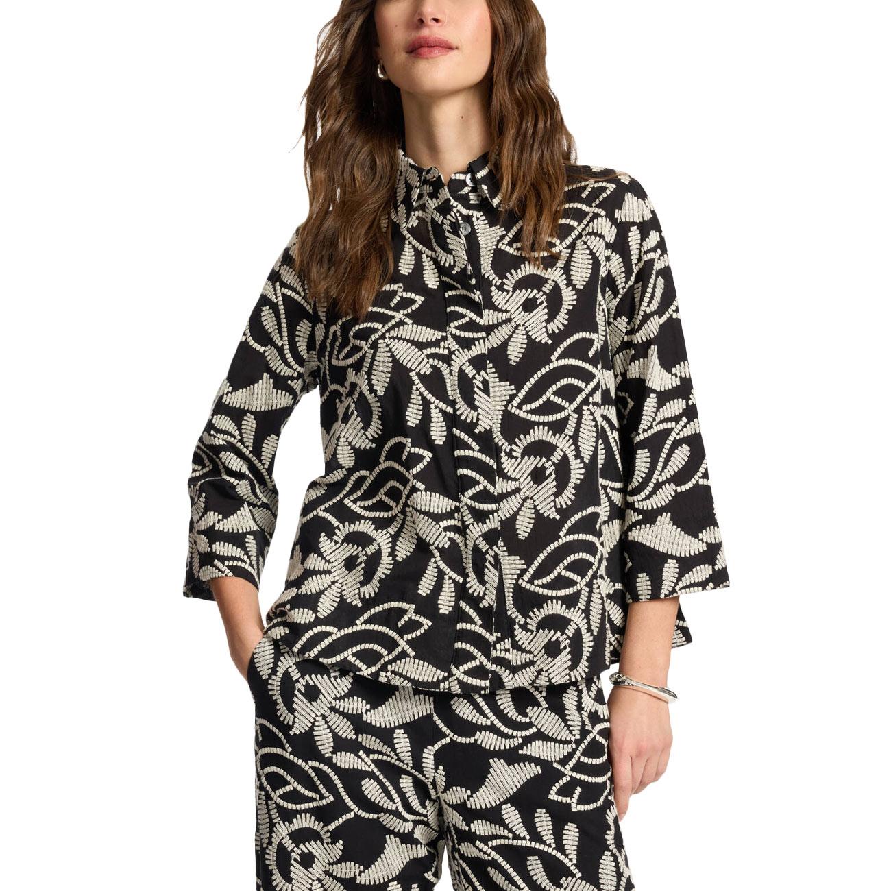 Camicia In Cotone Ricamato 5012P000321N 01 NERO ELENA MIRO' 