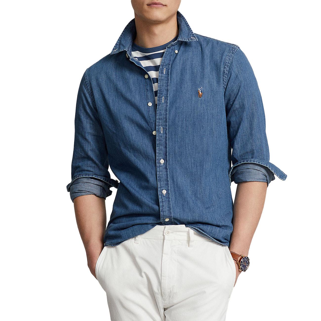 Camicia Oxford Slim Fit Uomo Denim 710548539 001 DENIM POLO RALPH LAUREN 
