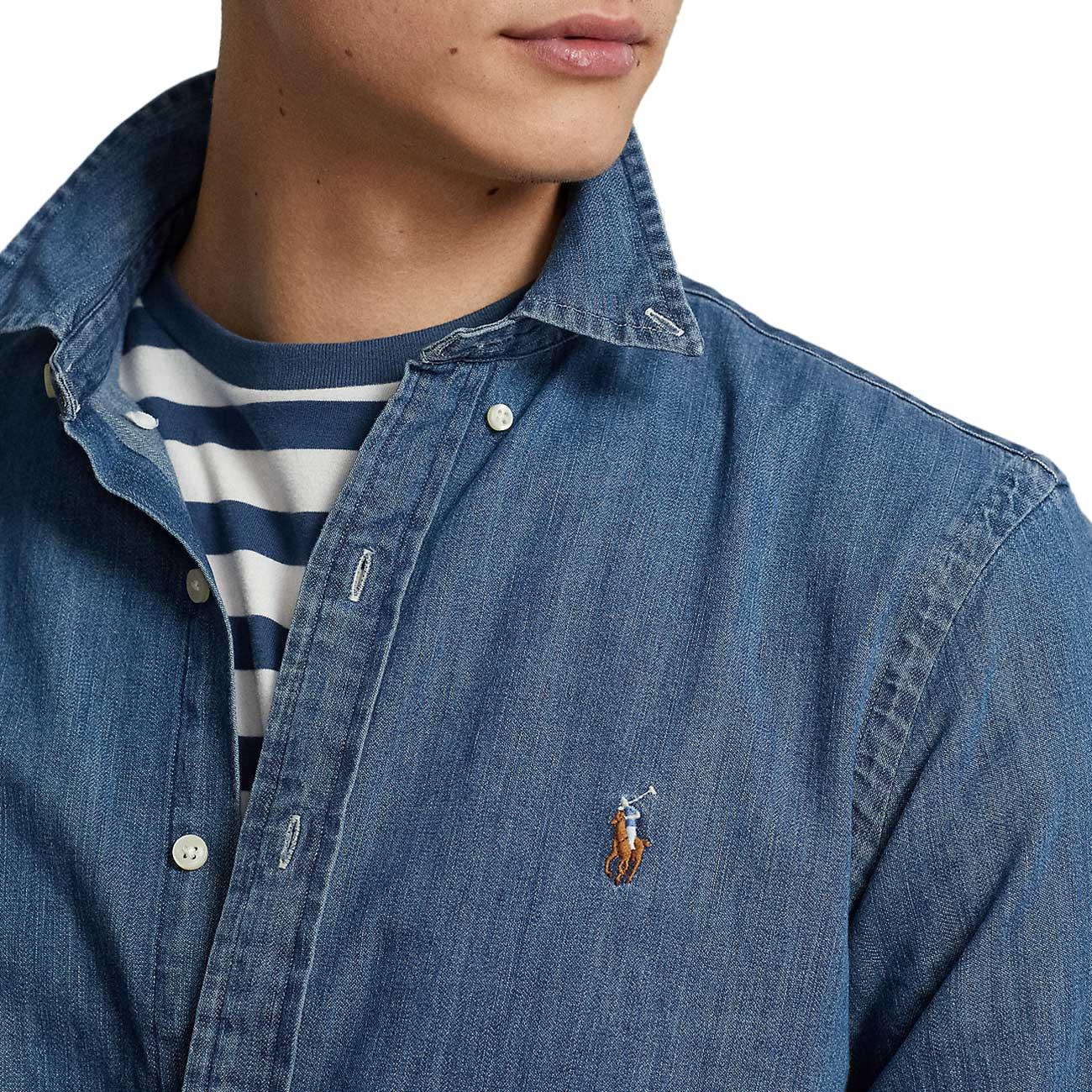 Camicia Oxford Slim Fit Uomo Denim 710548539 001 DENIM POLO RALPH LAUREN 