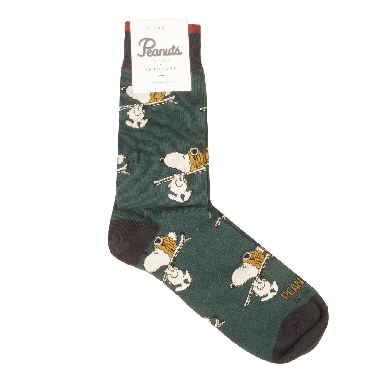 Calze Snoopy Ski All Over Unisex Verde Scuro FW230018A 7 VERDE SCURO SOX IN THE BOX 