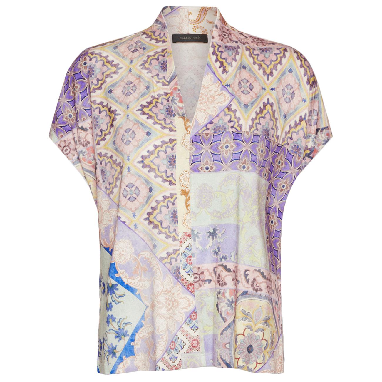 ELENA MIRO' T-shirt Stampata In Viscosa G098Z000619N 001 ROSA/LILLA/BEIGE 
