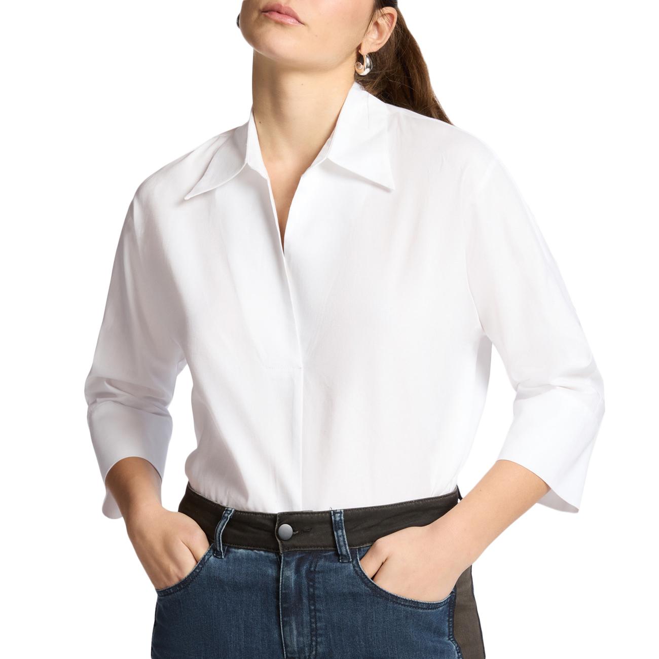 Camicia In Popeline Maniche Tre Quarti 2043Z100037N 001 BIANCO ELENA MIRO' 