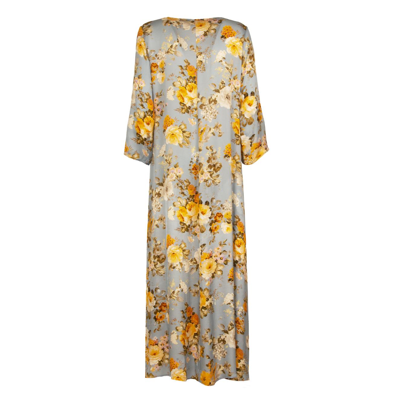 Abito Lungo Fiore Donna Polinesia J3717057/36 POLINESIA 1798/AZZ. GIALLO JUCCA 