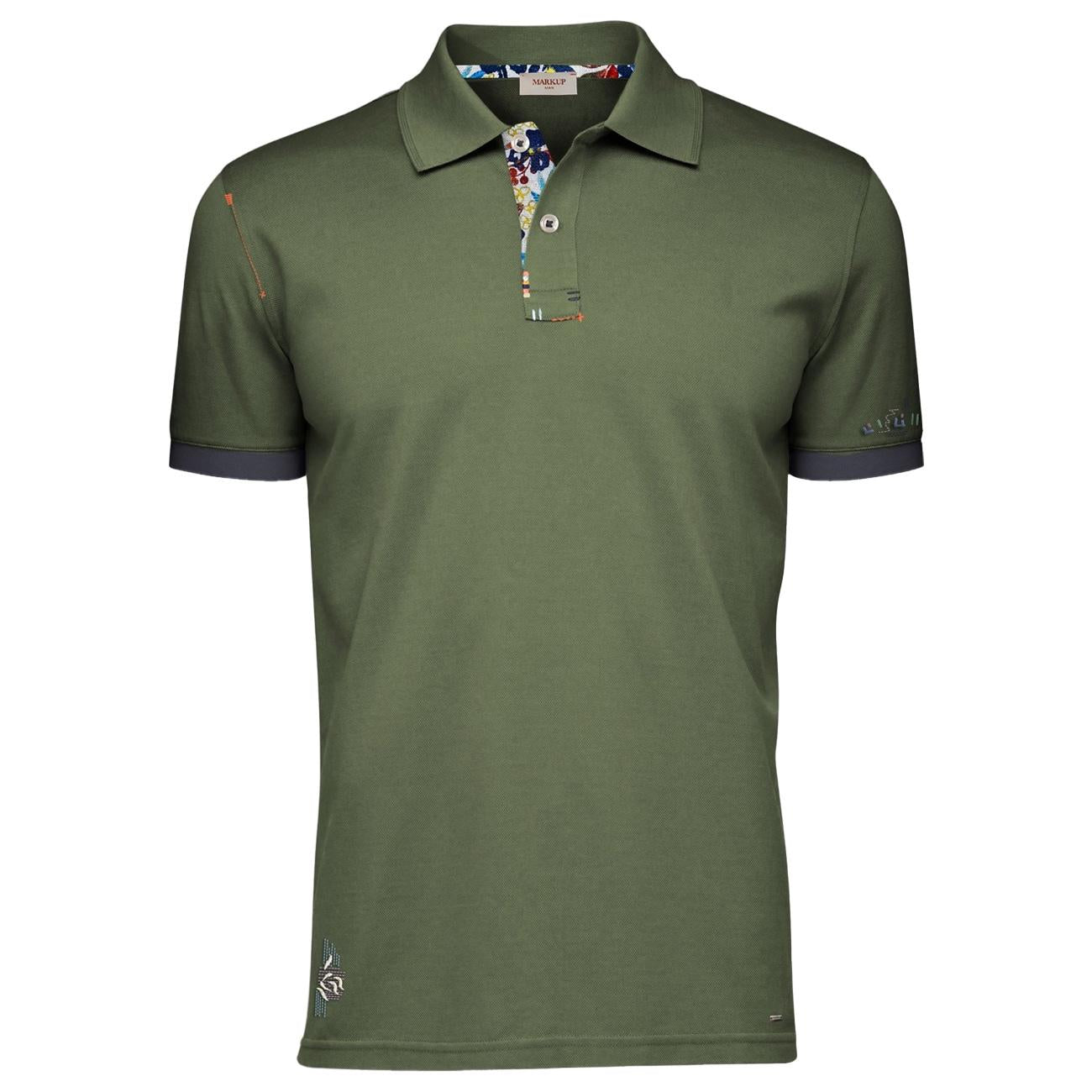 Polo Mezza Manica Piquet Con Ricami MK891086 MILITARE MARKUP 
