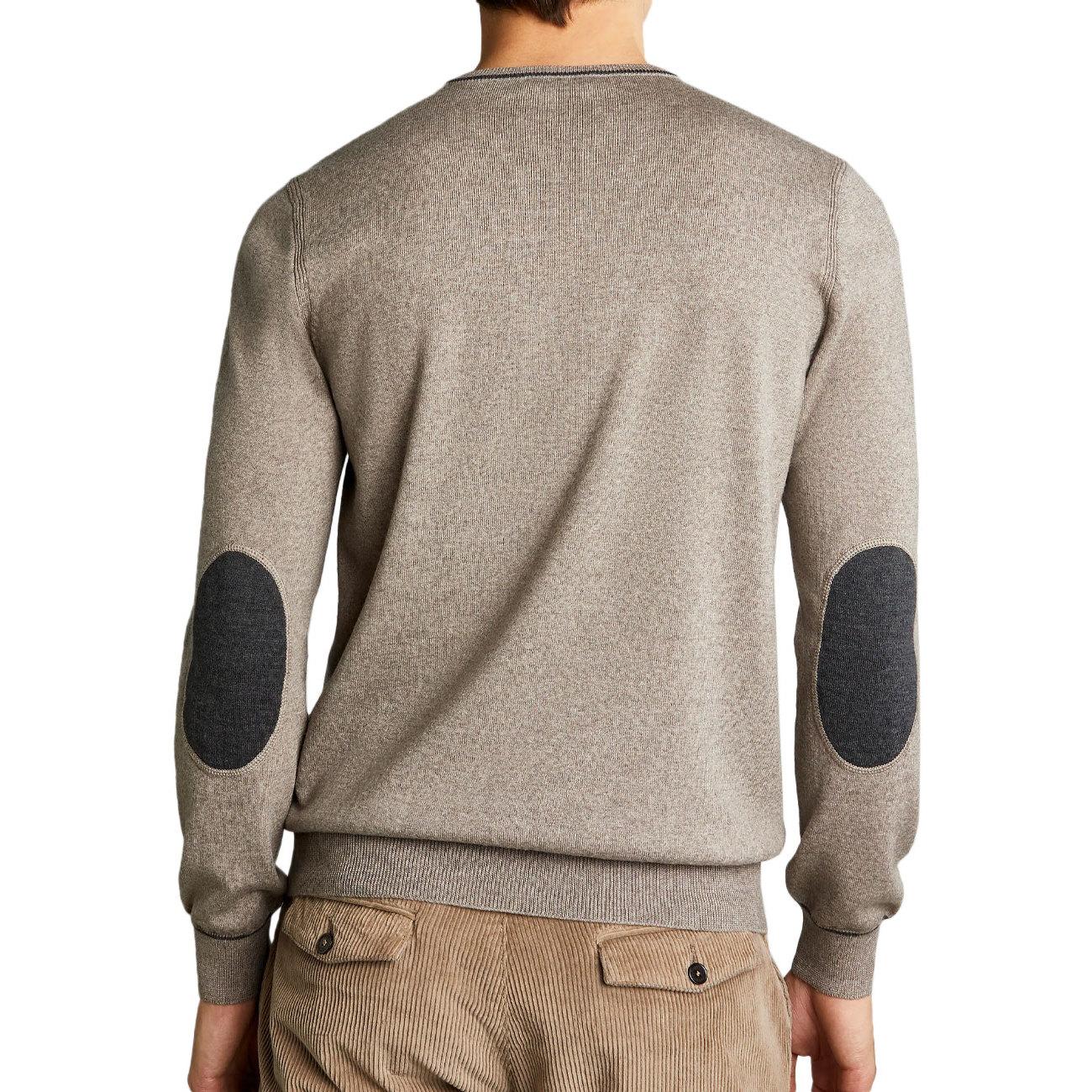 Pull Lana Rasata Con Toppe Uomo Castoro/Argilla Scuro NMMC1452230FDS 01FP CASTORO/ARGILLA SCURO FAY 