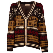Cardigan In Maglia Jacquard MGKD11089 BORDEAUX/CAMMELLO AKEP 