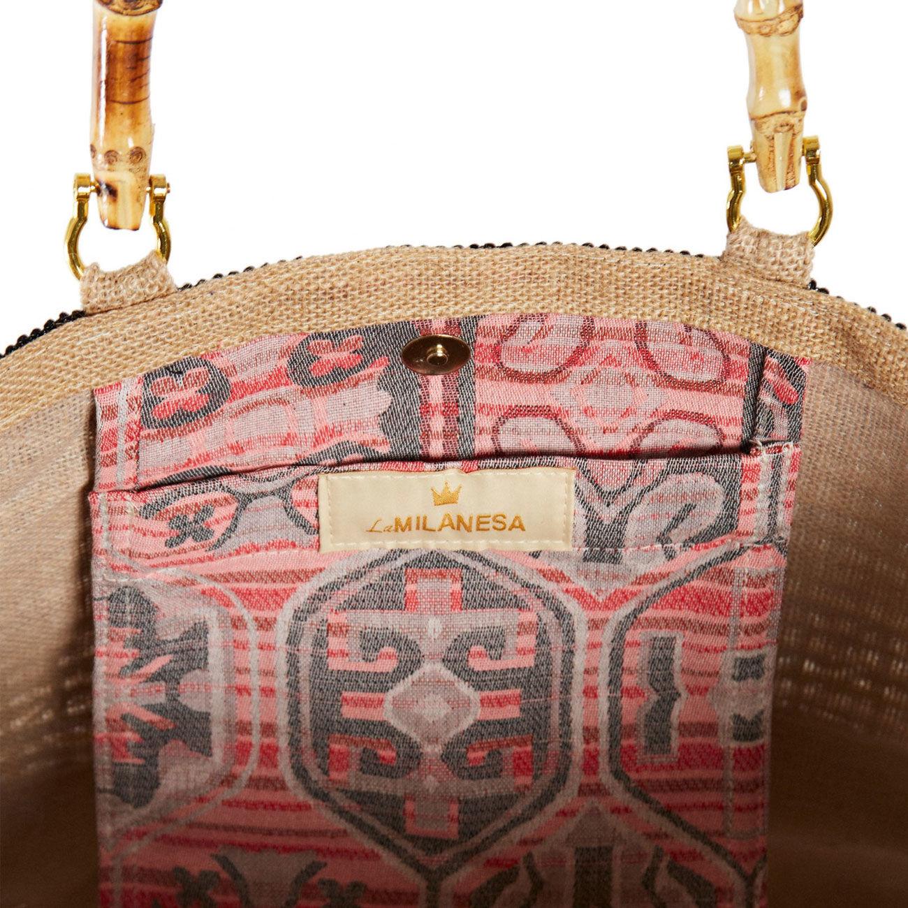 Borsa Capri Tote Rafia Media Donna Nera CAMN NERA LA MILANESA 