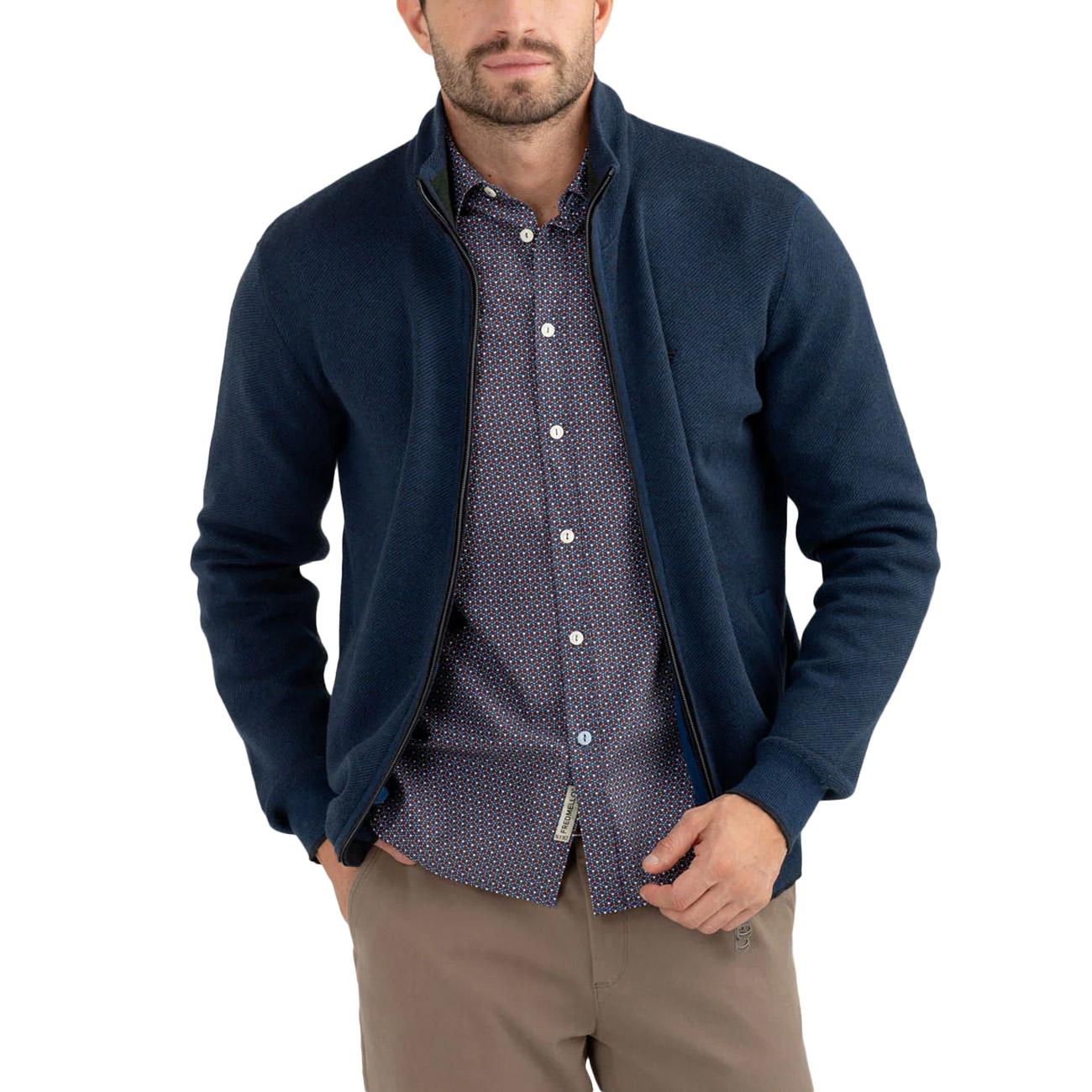 Maglia Full Zip Jacquard FM25W34MZ A0601 BLUE FRED MELLO 