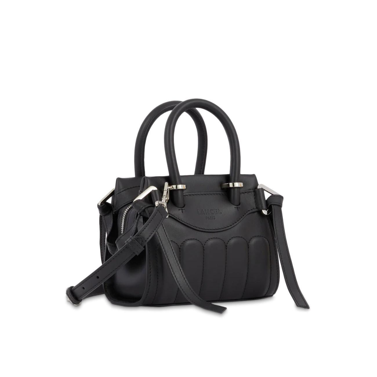 BORSA D. RODEO CUIR VACHETTE LISSE MINI CARRYALL LANCEL A12337 10 NOIR LANCEL 