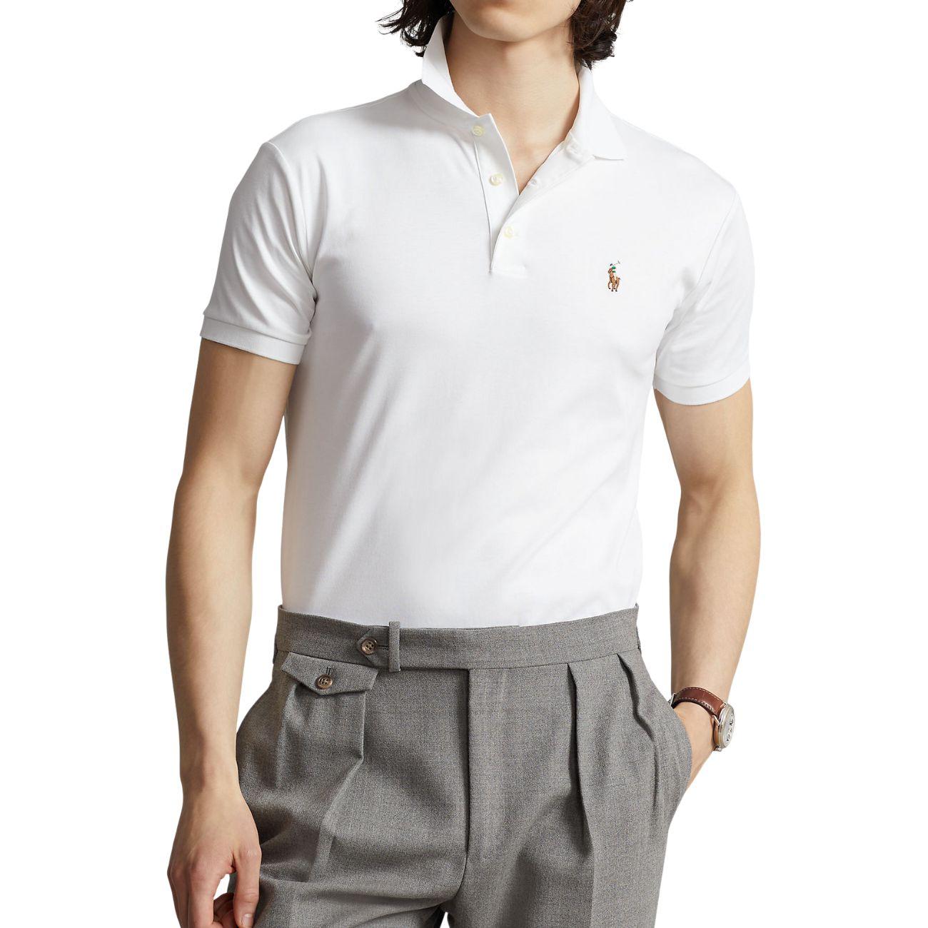 Polo Slim Fit Soft Touch Uomo Bianco 710685514 001 WHITE POLO RALPH LAUREN 