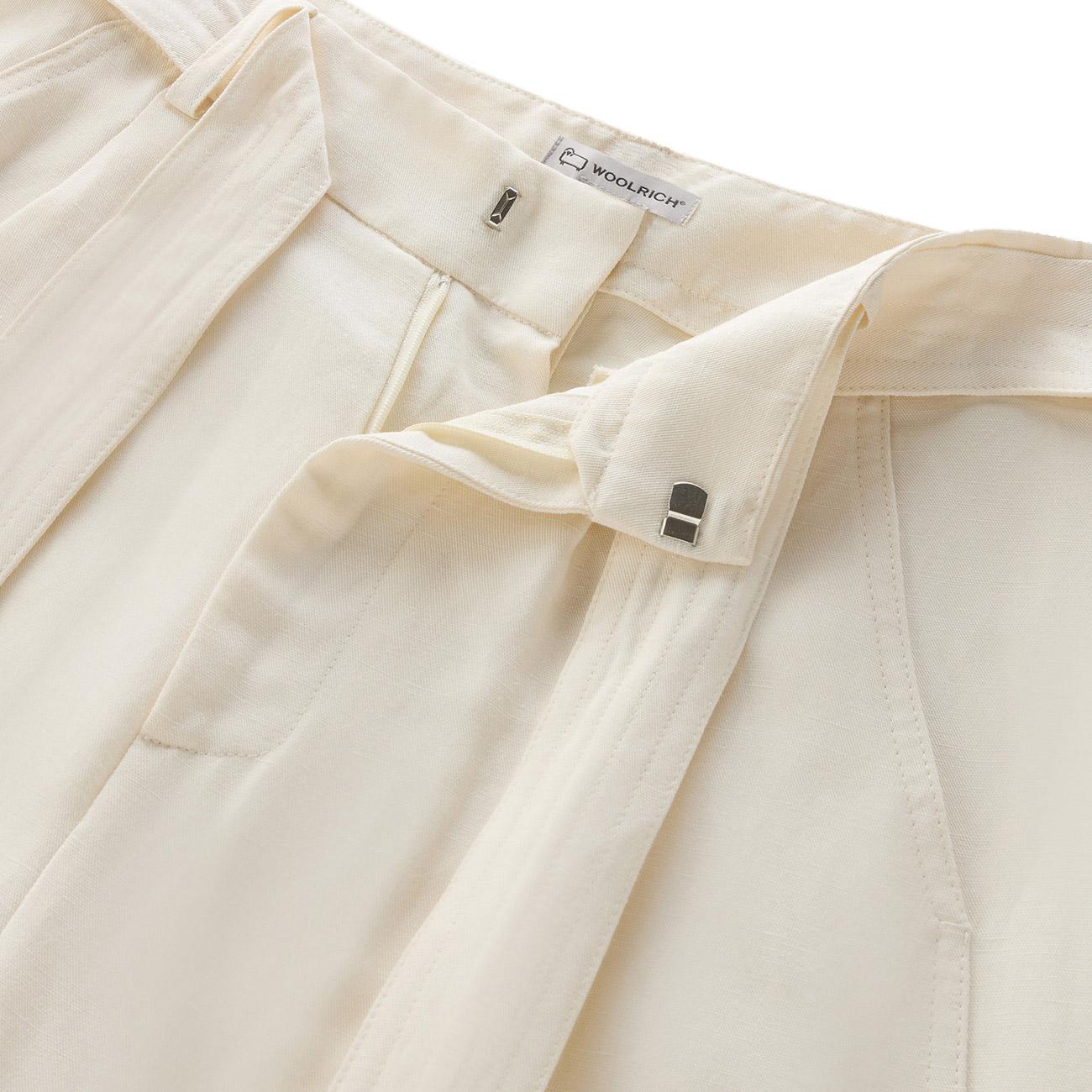 Pantalone In Misto Viscosa E Lino Donna Plaster White CFWWTR0151FRUT3043 8178 PLASTER WHITE WOOLRICH 