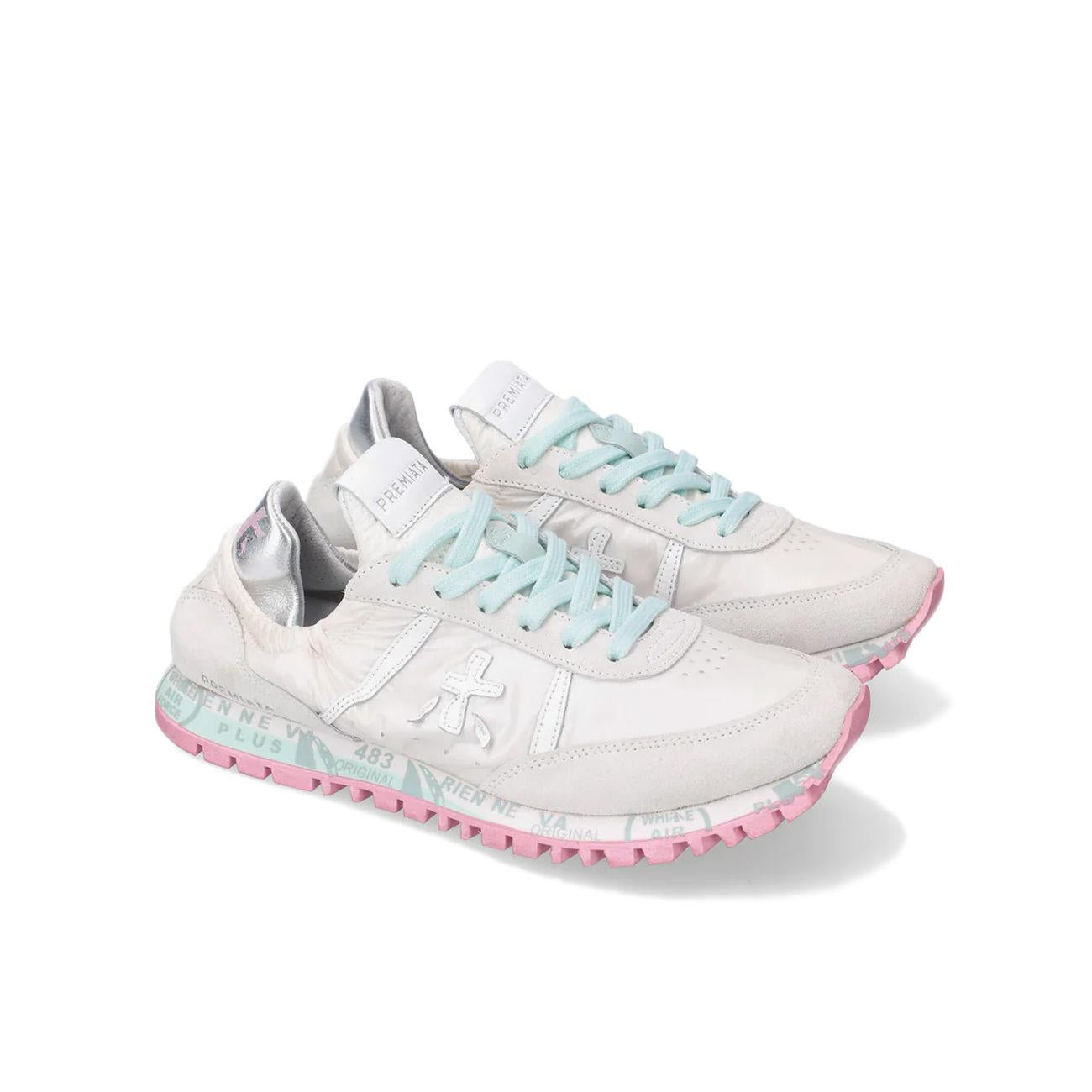 SNEAKERS D. C/ELAST. TALLONE E PARA ROSA/STRING. AZZ. PREMIATA SEAND VAR 6251 WHITE/SILVER/PINK/LIGHT BLUE PREMIATA 