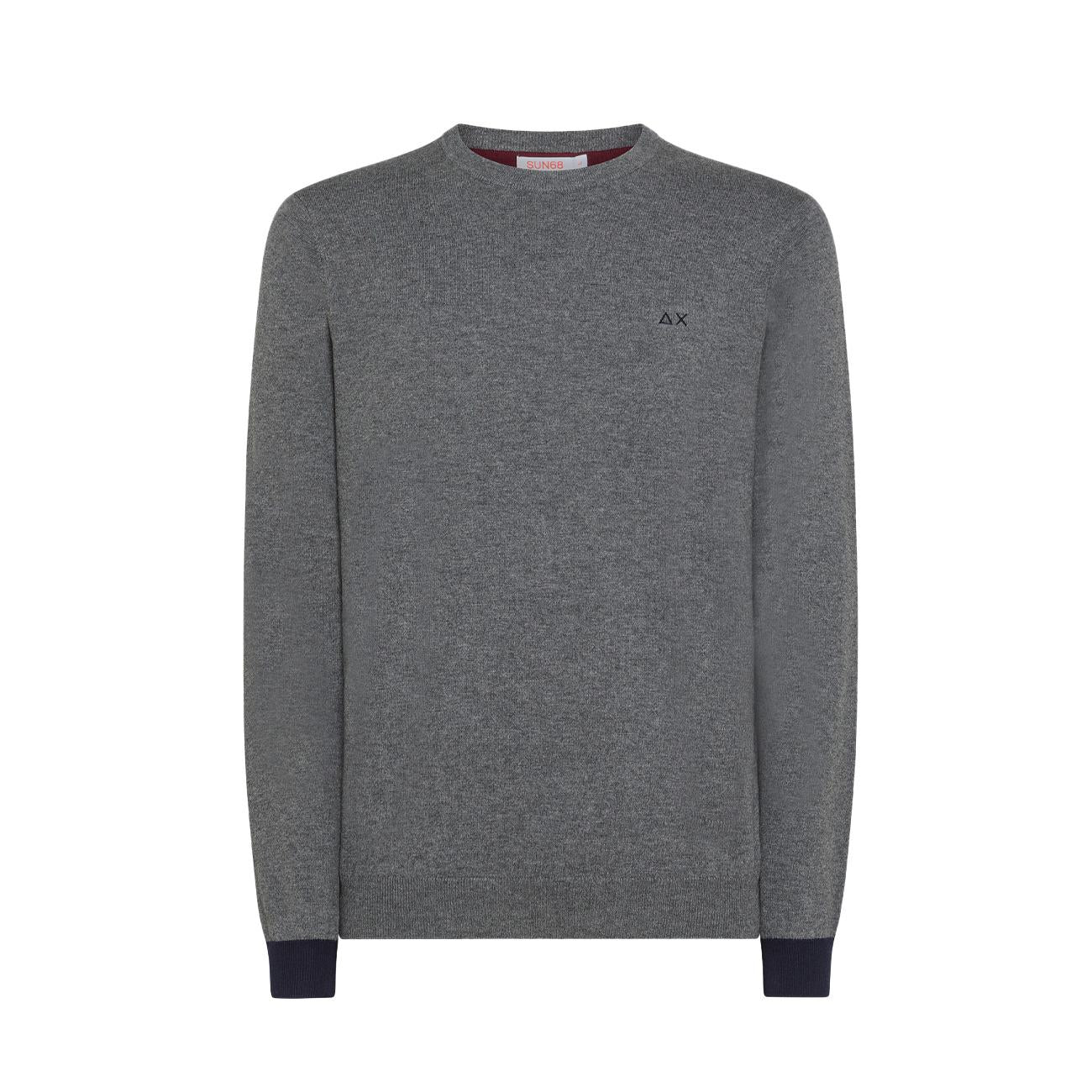 Pull Con Toppa In Lana Uomo Grigio K43110 34 GRIGIO SUN68 