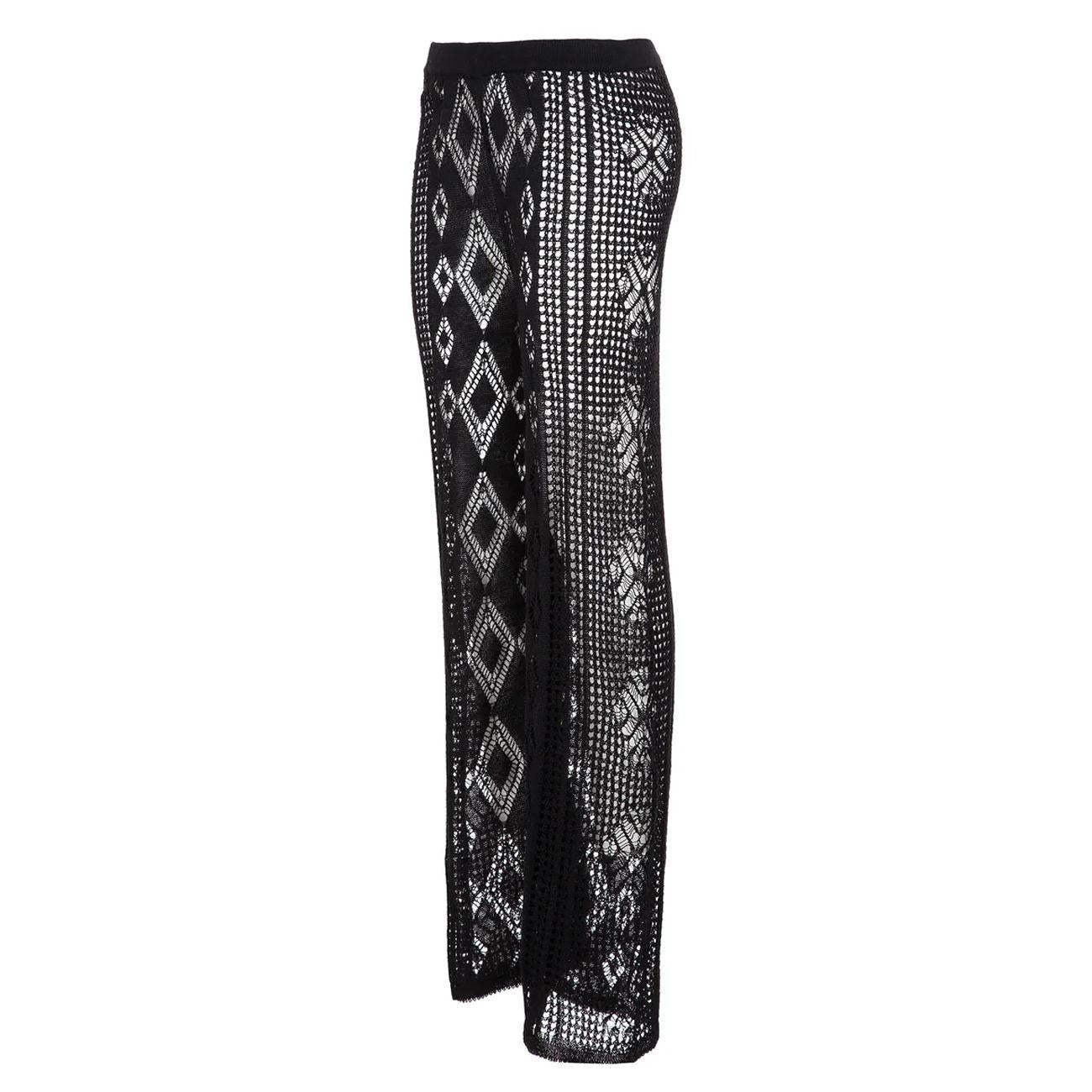 PANTALONE PUNTO PIZZO LINO AKEP PTKD01050 NERO AKEP 
