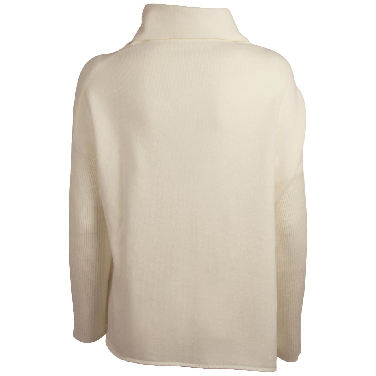 Dolcevita over con maniche a coste B2090 201 BIANCO BASE 